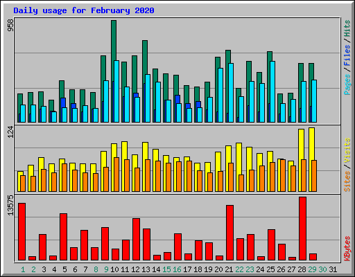 Daily usage for February 2020