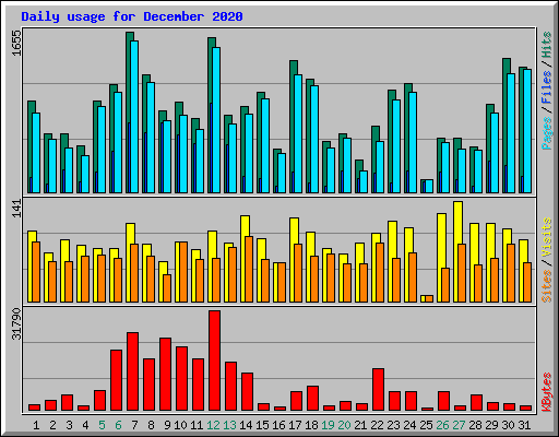 Daily usage for December 2020