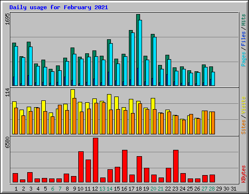 Daily usage for February 2021