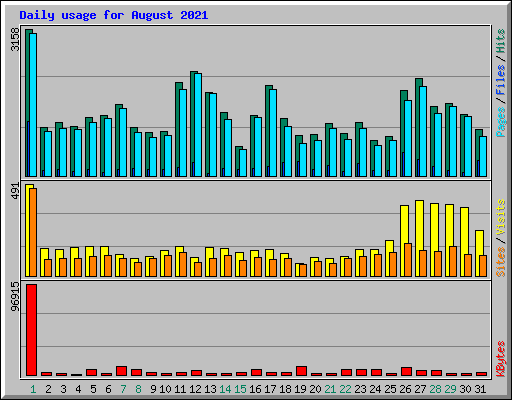 Daily usage for August 2021