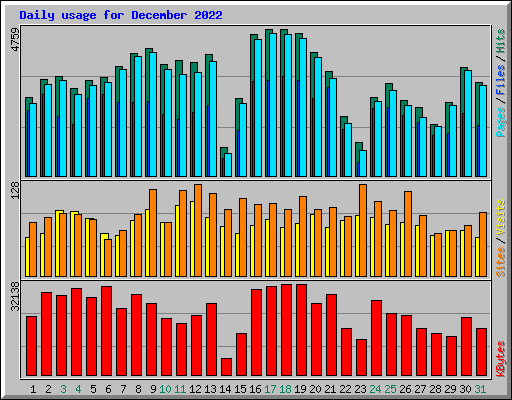 Daily usage for December 2022