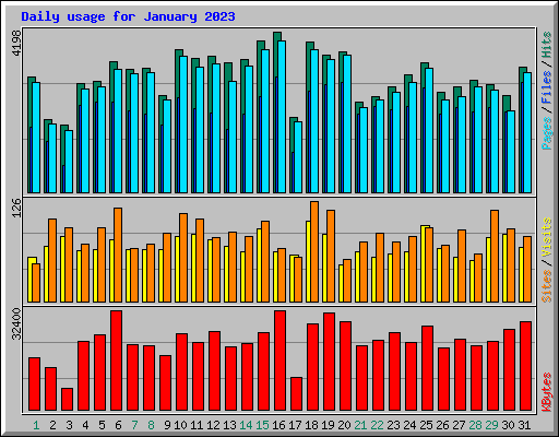 Daily usage for January 2023