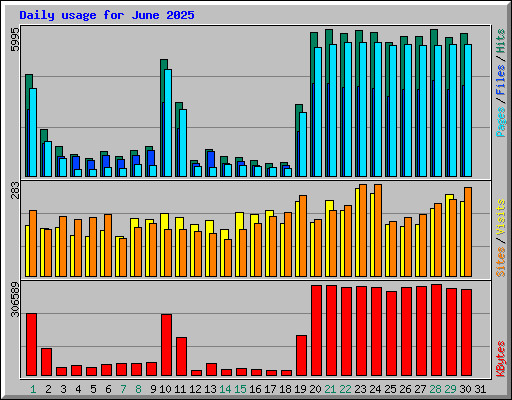 Daily usage for June 2025