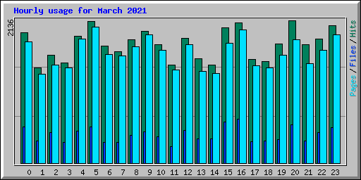 Hourly usage for March 2021